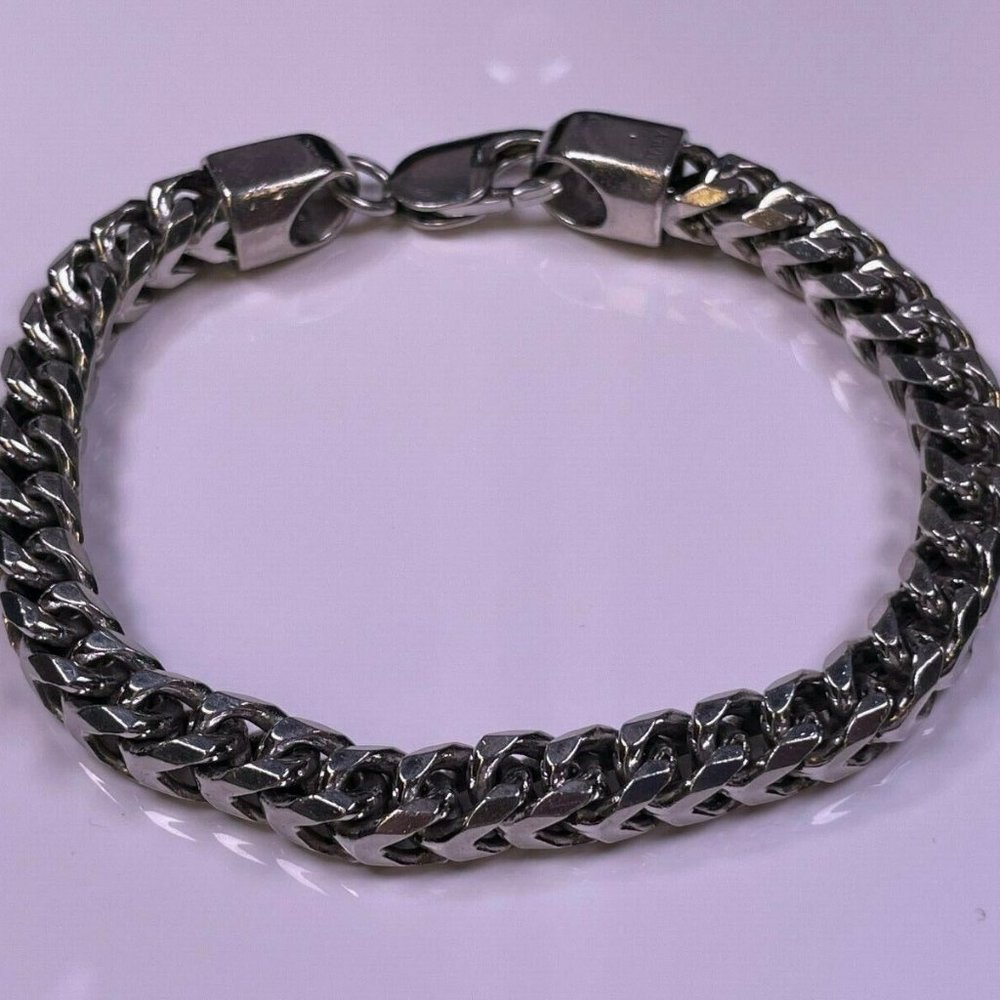 .925 Sterling Franco Chain Italian 9.0" Bracelet Lobster Clasp Heavy 60.2g (H56)